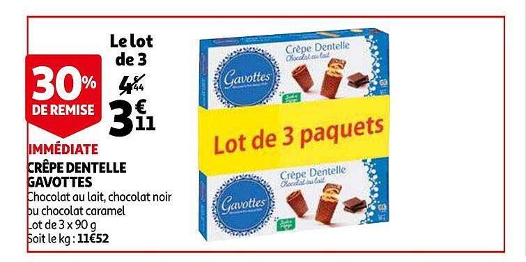 Crêpe Dentelle Gavottes 30% De Remise Immédiate