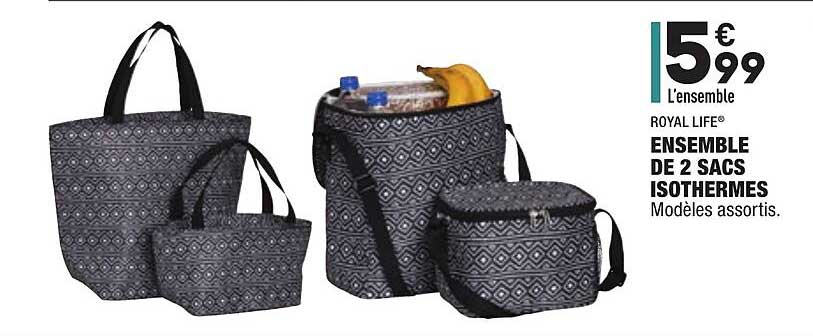 ensemble de 2 sacs isothermes royal life