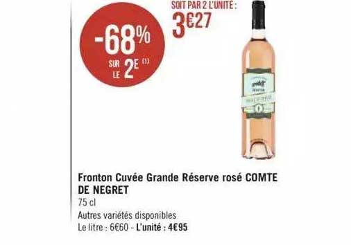 Fronton Cuvée Grande Réserve Rosé Comte De Negret