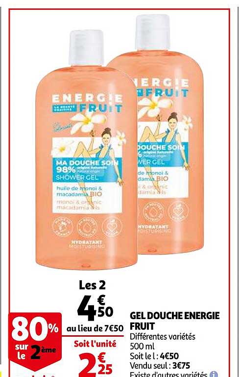 Gel Douche Energie Fruit 80% Sur Le 2ème