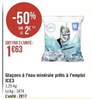 glaçons à l'eau minérale prêts à l'emploi ice3