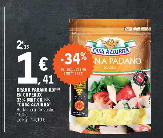 grana padano aop en copeaux 33% mat. gr. "casa azzurra"