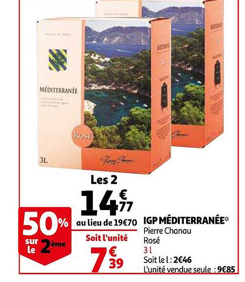 igp méditerranée pierre chanau rosé 50% sur le 2ème