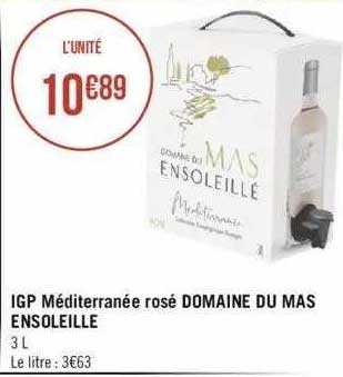Igp Méditerranée Rosé Domaine Du Mas Ensoleillé