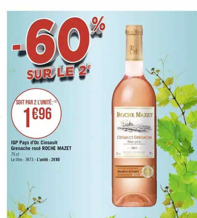 igp pays d'oc cinsault grenache rosé roche mazet