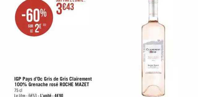igp pays d'oc gris de gris clairement 100% grenache rosé roche mazet