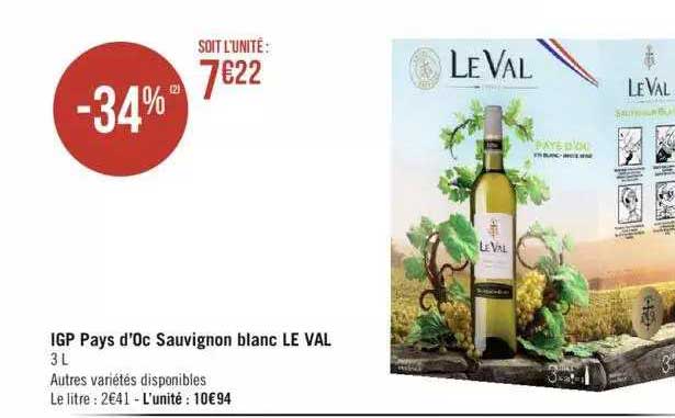 igp pays d'oc sauvignon blanc le val