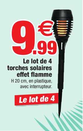 le lot de 4 torches solaires effet flamme