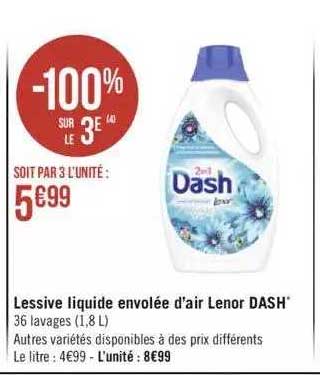lessive liquide envolée d'air lenor dash