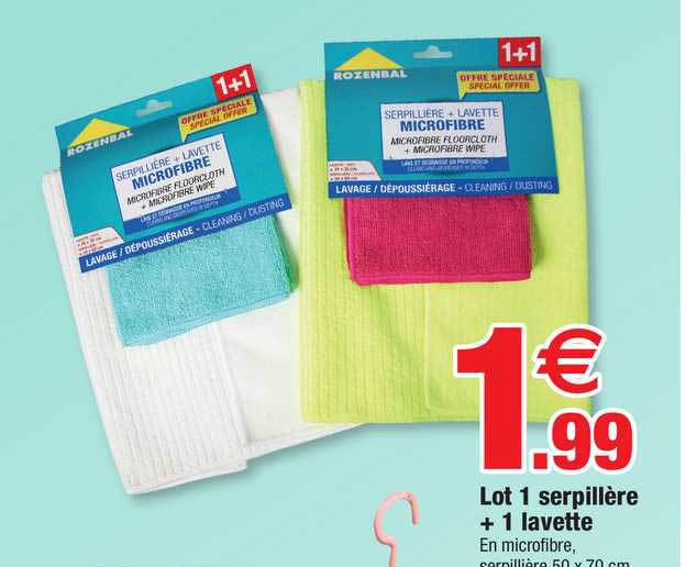 Lot  1 Serpillère + 1 Lavette