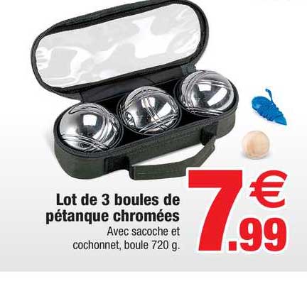 lot de 3 boules de pétanque chromées