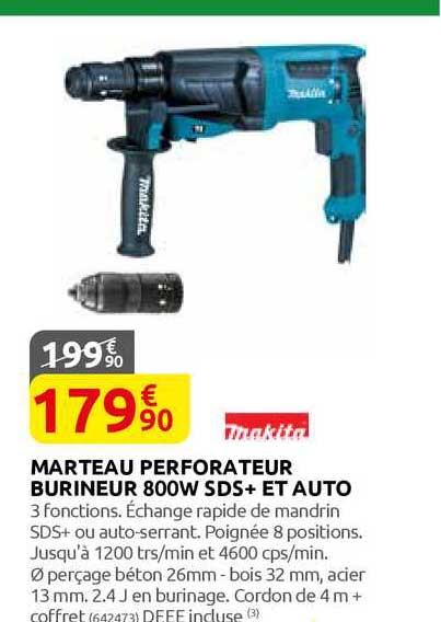 marteau perforateur burineur 800w sds+ et auto
