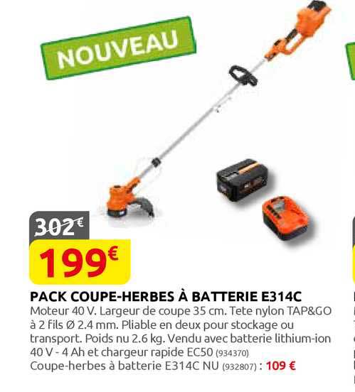 pack coupe-herbes à batteries e314c
