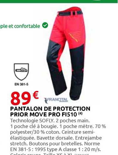 pantalon de protection prior move pro f1510 francital