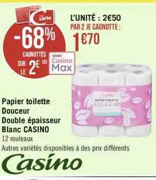 Papier Toilette Douceur Double épaisseur Blanc Casino