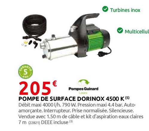 pompe de surface dorinox 4500k pompes guinard