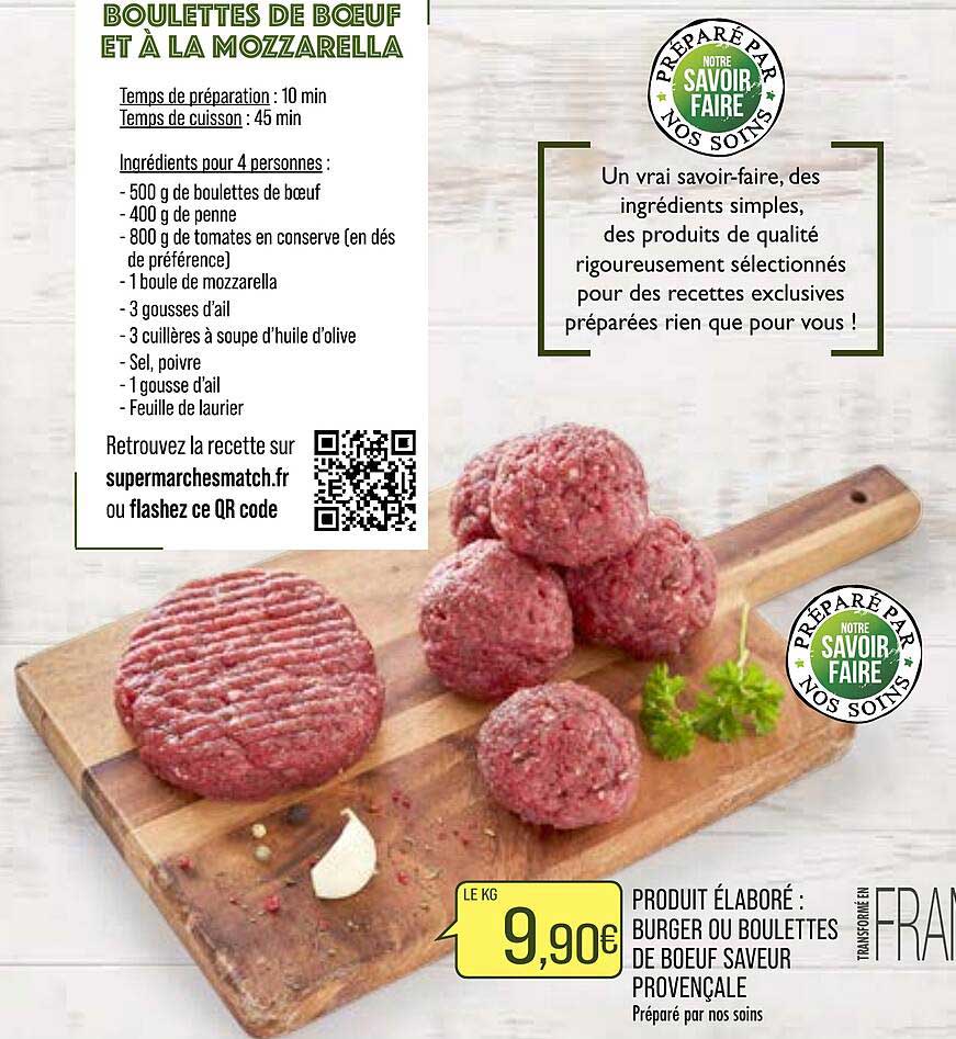 produit élabore burger ou boulettes de boeuf saveur