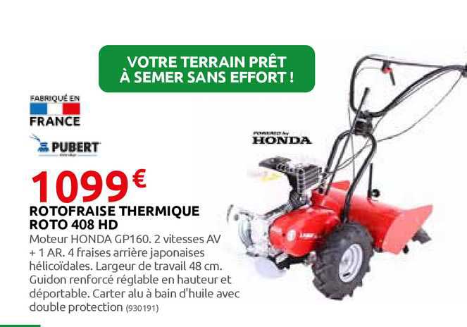rotofraise thermique roto 408 hd pubert honda