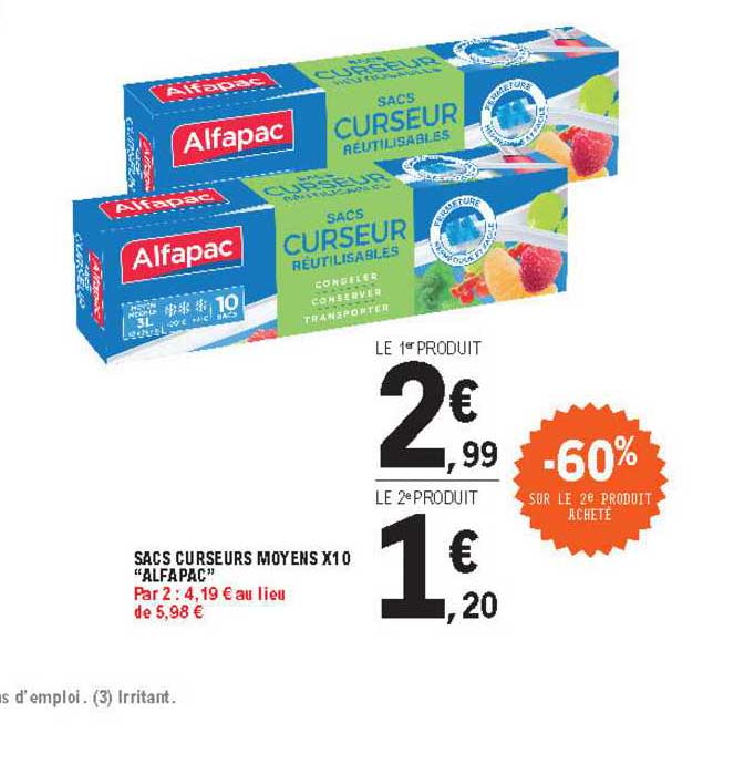 sacs curseurs moyens x10 "alfapac"