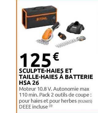 sculpte-haies et taille-haies à batterie hsa 26