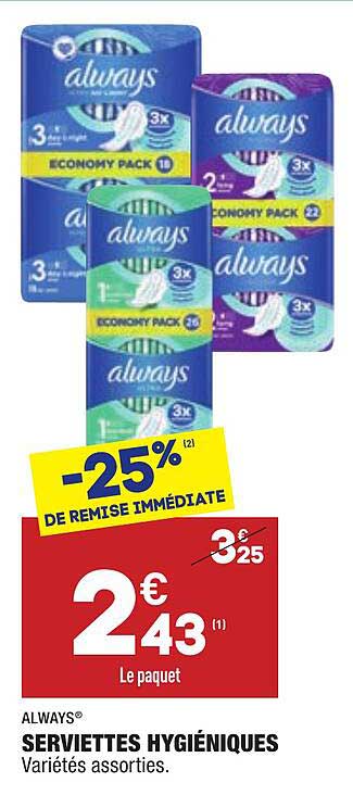 Serviettes Hygiéniques Always