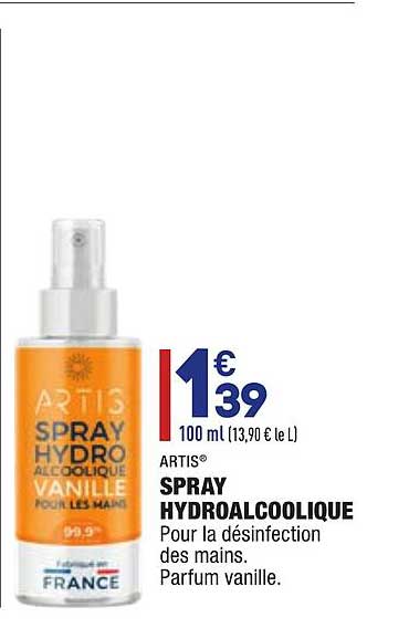 spray hydroalcoolique artis