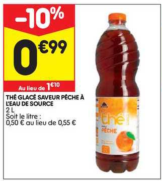 thé glacé saveur pêche à l'eau de source