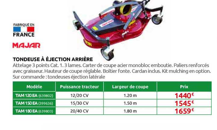 tondeuse à éjection arrière majar