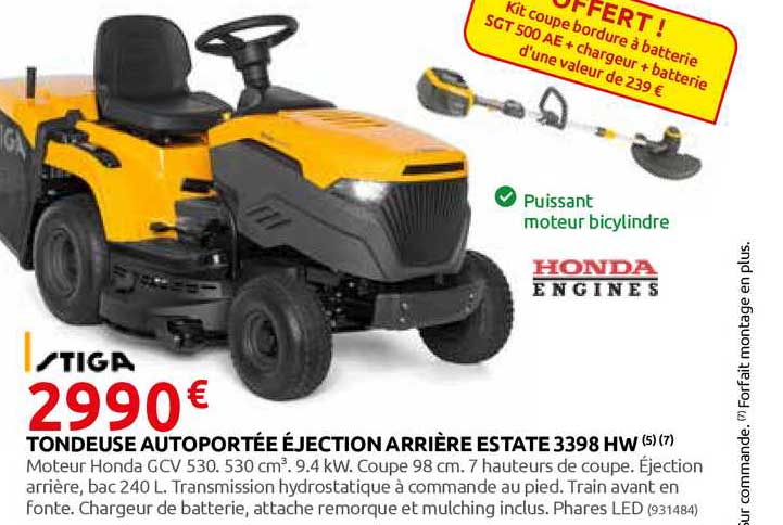 tondeuse autoportée éjection arrière estate 3398 hw stiga