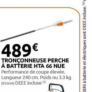 tronçonneuse perche à batterie hta 66 nue