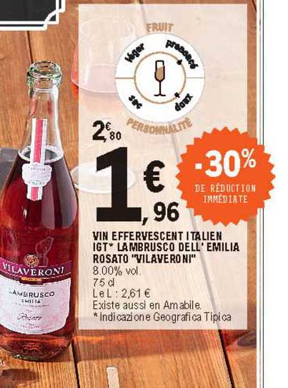vin effervescent italien igp lambrusco dell'emilia rosato "vilaveroni"
