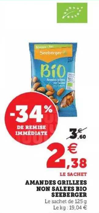 amandes grillées non salées bio seeberger