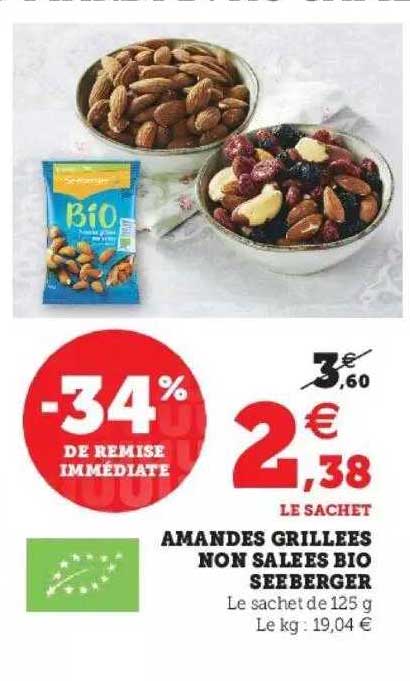 Amandes Grillées Non Salées Bio Seeberger