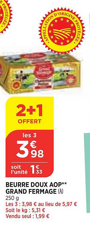 beurre doux aop grand fermage