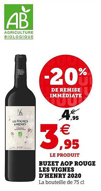 buzet aop rouge les vignes d'henry 2020