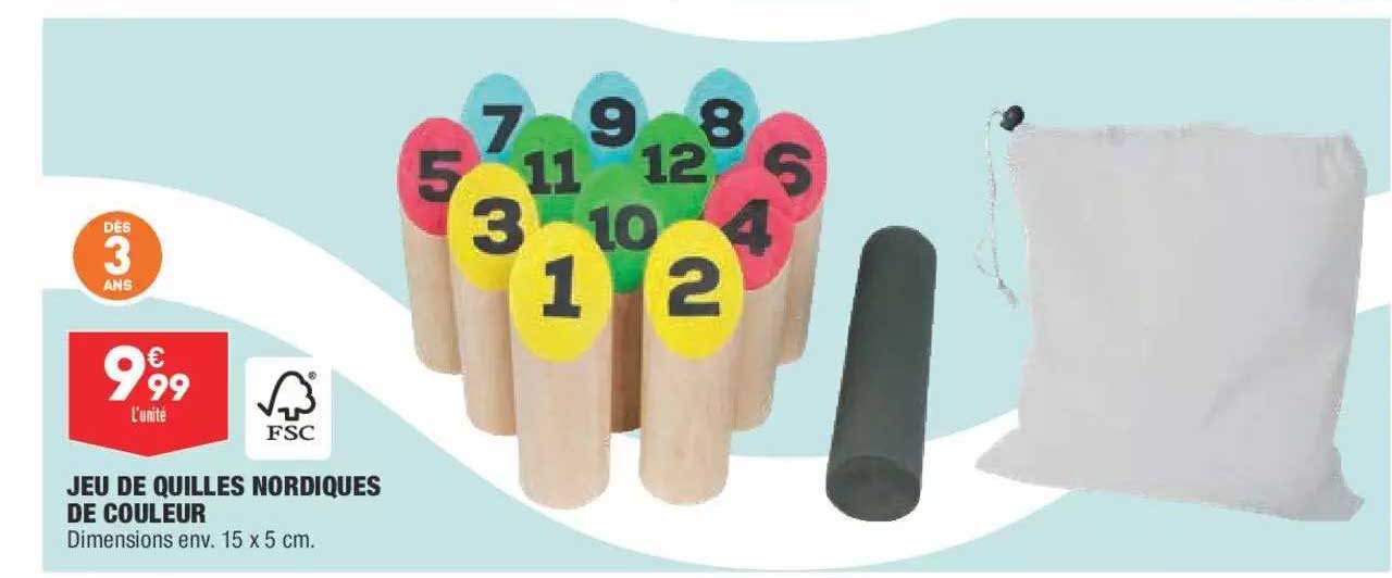 jeu de quilles nordiques de couleur