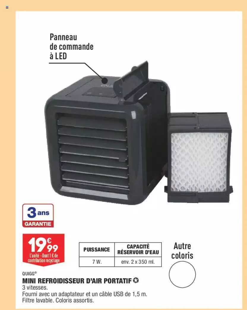 mini refroidisseur d'air portatif quigg