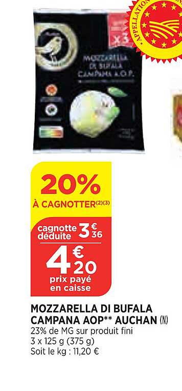 Mozzarella Di Bufala Campana Aop Auchan
