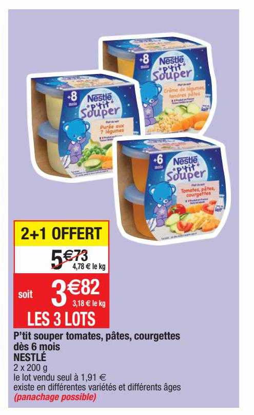 p'tit souper tomates, pâtes, courgettes dès 6 mois nestlé
