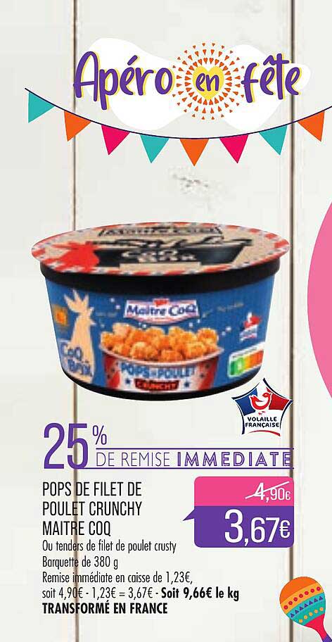 pops de filet de poulet crunchy maître coq