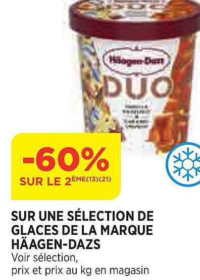 sélection de glaces de la marque häagen-dazs
