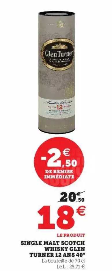 single malt scotch whisky glen turner 12 ans 40°
