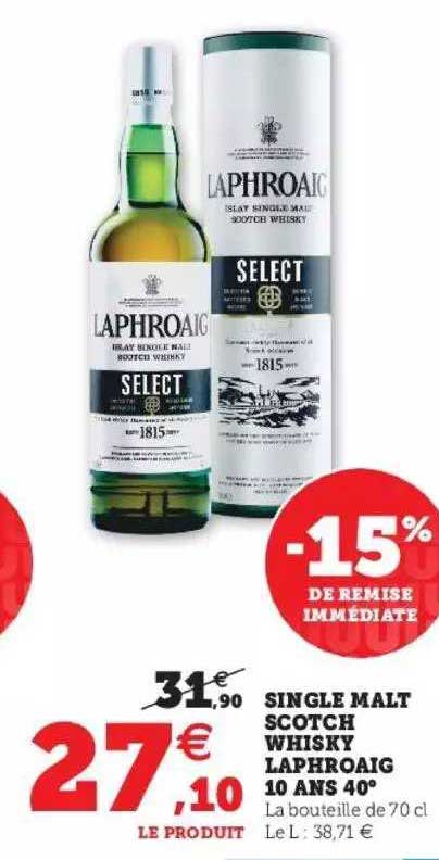 single malt scotch whisky laphroaig 10 ans 40°