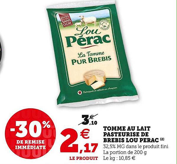 tomme au lait pasteurisé de brebis lou pérac