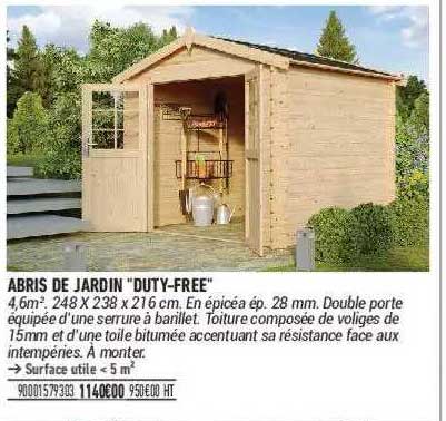 abris de jardin "duty-free"