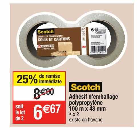 Adhésif D'emballage Polypropylène 100 M X 48 Mm