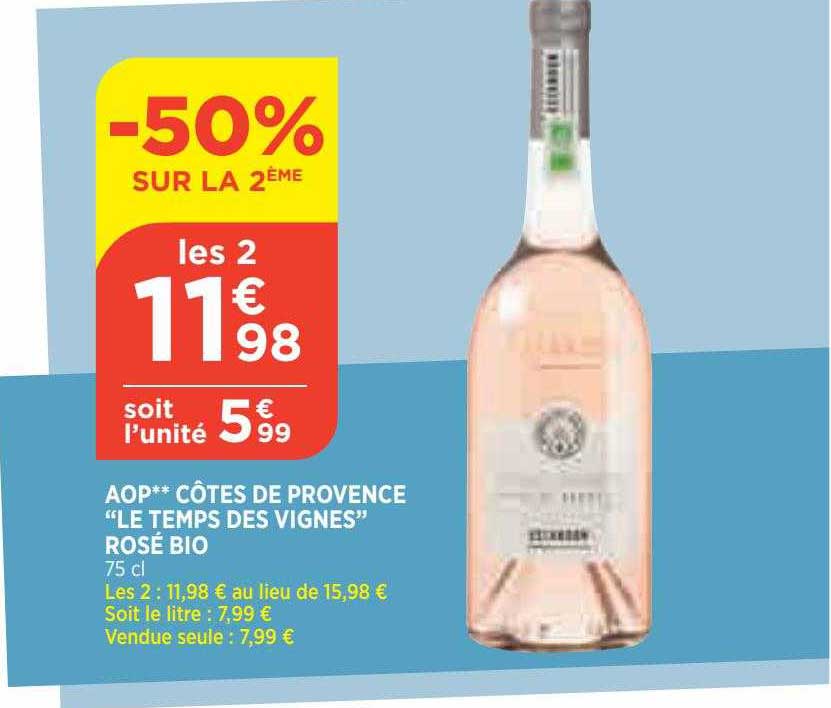 aop côtes de provence "le temps des vignes" rosé bio