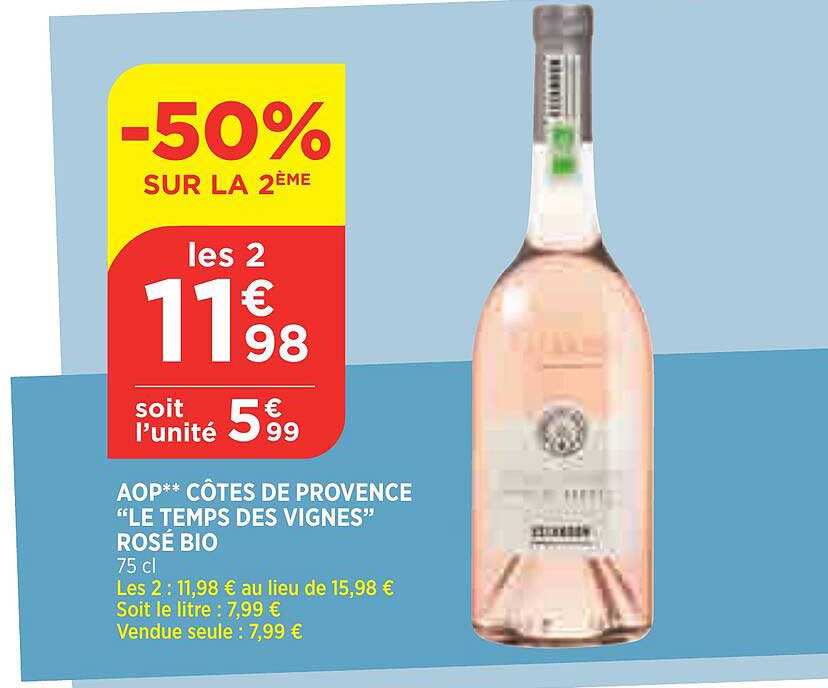 aop côtes de provence "le temps des vignes" rosé bio