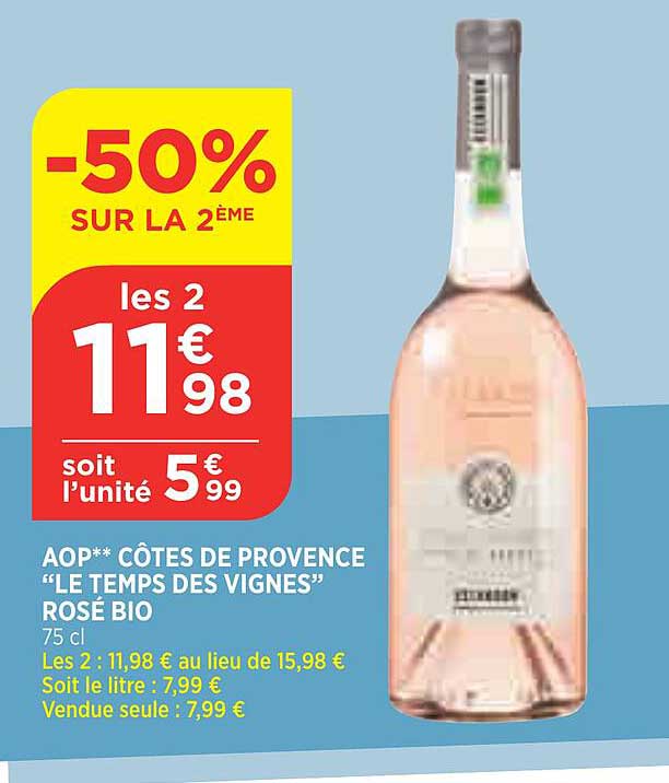 aop côtes de provence "le temps des vignes" rosé bio