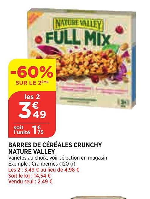 barres de céréales crunchy nature valley